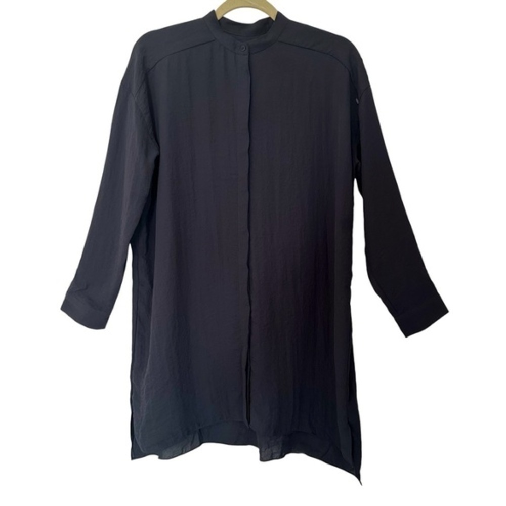 COS SLATE BLUE BUTTON DOWN TUNIC TOP SIZE 2